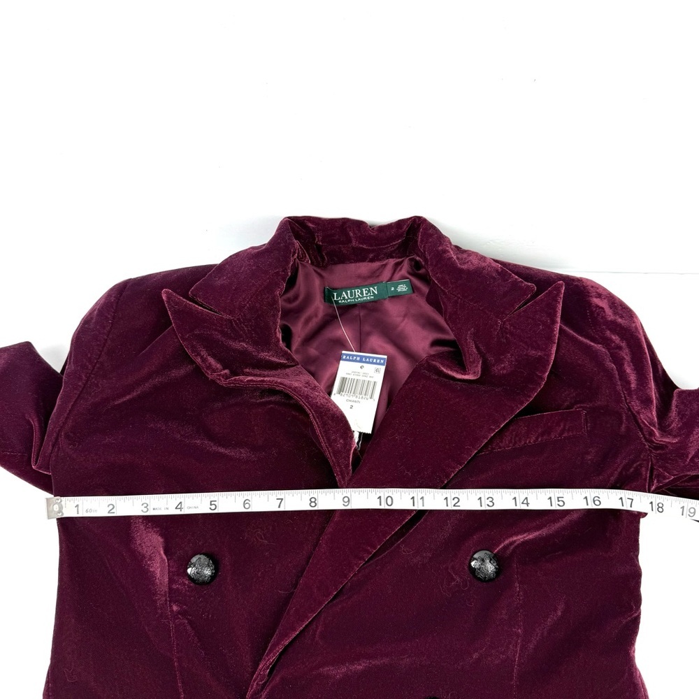 Ralph Lauren Velvet Blazer 2 Chianti Double Breasted Button Jacket Womens NWT - Picture 10 of 14